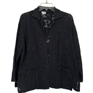 Dilemma Dhun Shroff Black Open Front Cardigan Semi Sheer Size S/M